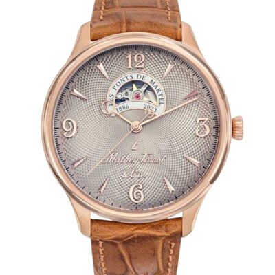 Mathey-Tissot Edmond Limited Edition Leather Strap Open Heart Cream Dial Automatic MC1886CI Men's Watch
