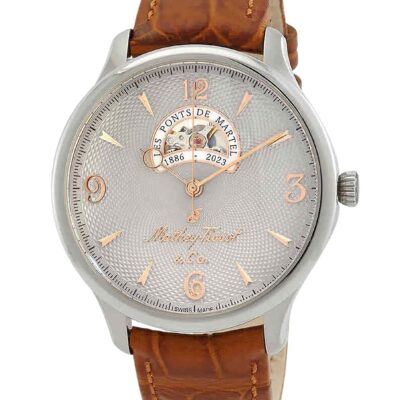 Mathey-Tissot Edmond Limited Edition Leather Strap Open Heart Silver Dial Automatic MC1886CIA Men's Watch
