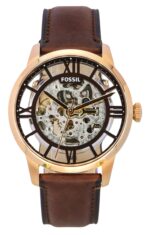 Fossil Townsman Leather Strap Brown Skeleton Dial Automatic ME3259 Men's Watch
