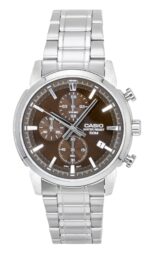 Casio Chronograph Analog Stainless Steel Brown Dial Quartz MTP-E510D-5AV Men's Watch