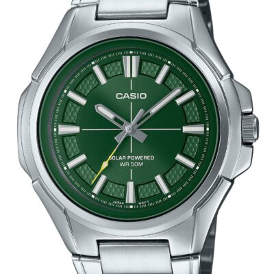 Casio Standard Analog Stainless Steel Green Dial Solar MTP-RS100D-3AV Men's Watch