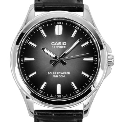 Casio Standard Analog Leather Strap Black Dial Solar MTS-RS100L-1AV Men's Watch