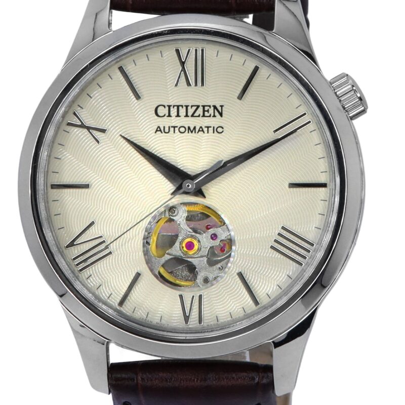 Citizen Calf Leather Strap Open Heart Ivory Dial Automatic NH9130-17A Men's Watch Citizen Calf Leather Strap Open Heart Ivory Dial Automatic NH9130-17A Men's Watch