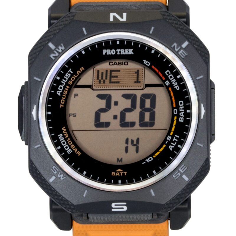 Casio Pro Trek Digital Orange Bio-Based Resin Strap Solar PRG-69-4 100M Men's Watch