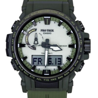 Casio Pro Trek Analog Digital Bio-Based Resin Strap White Dial Solar PRW-61LD-3 100M Men's Watch