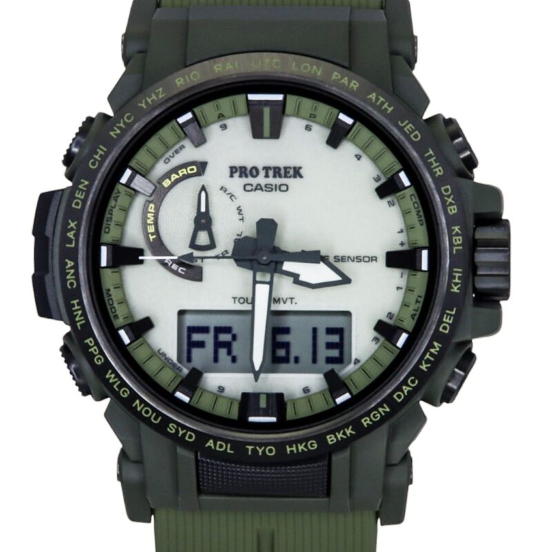 Casio Pro Trek Analog Digital Bio-Based Resin Strap White Dial Solar PRW-61LD-3 100M Men's Watch