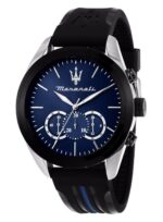 Maserati Traguardo Chronograph Rubber Strap Blue Sunray Dial Quartz R8871612044 100M Men's Watch