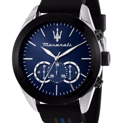 Maserati Traguardo Chronograph Rubber Strap Blue Sunray Dial Quartz R8871612044 100M Men's Watch