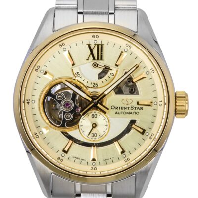Orient Star Contemporary Stainless Steel Skeleton Champagne Dial Automatic RE-AV0124G 100M Men's Watch