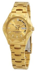 Refurbished Seiko 5 Sports Gold Tone Stainless Steel Gold Dial Automatic SNZ450J1 100M Men's Watch