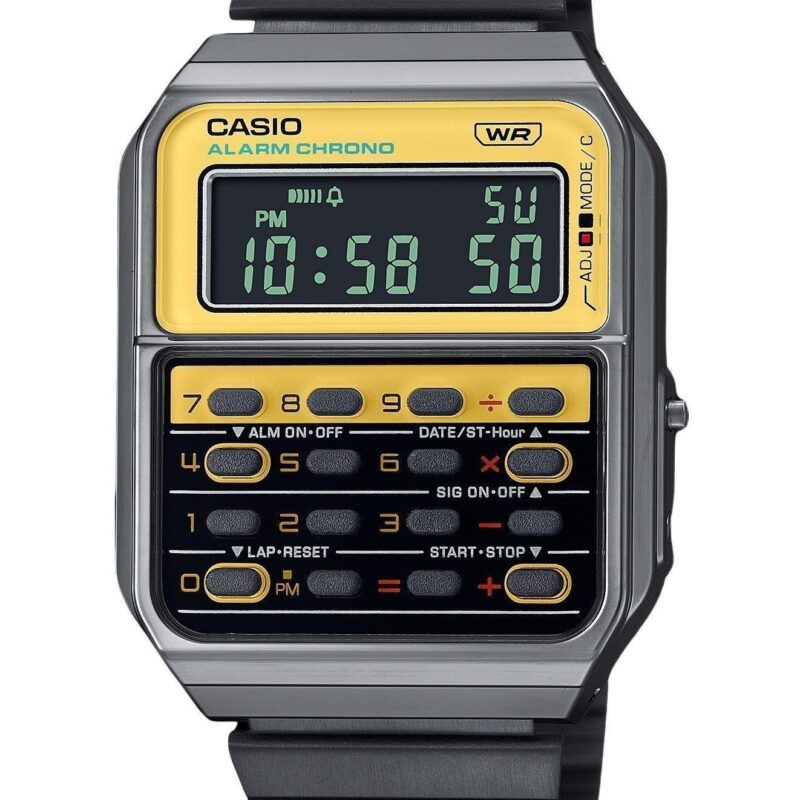 Refurbished Casio Vintage Heritage Colors Digital Stainless Steel Quartz CA-500WEGG-9B Unisex Calculator Watch