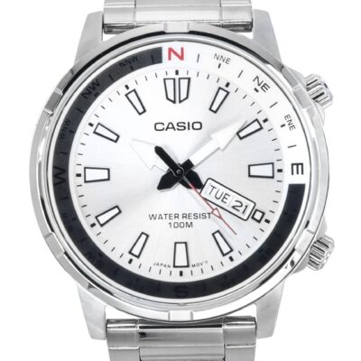Refurbished Casio Standard Analog Stainless Steel Silver Dial Quartz MTD-130D-7AV 100M Men's Watch