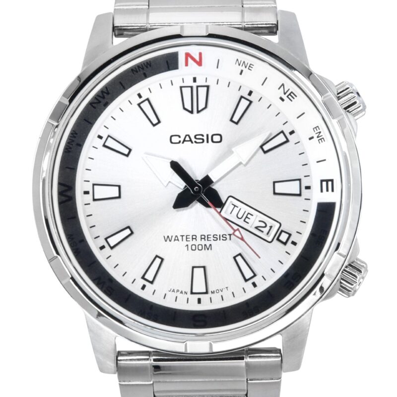 Refurbished Casio Standard Analog Stainless Steel Silver Dial Quartz MTD-130D-7AV 100M Men's Watch