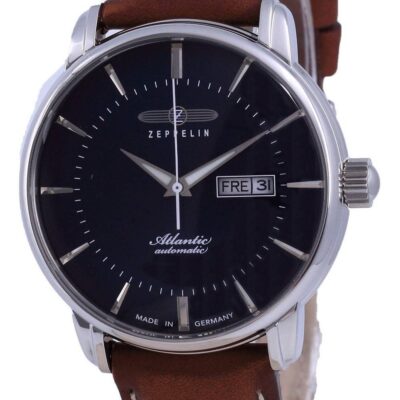 Refurbished Zeppelin Atlantic Blue Dial Leather Automatic 8466-3 84663 Men's Watch
