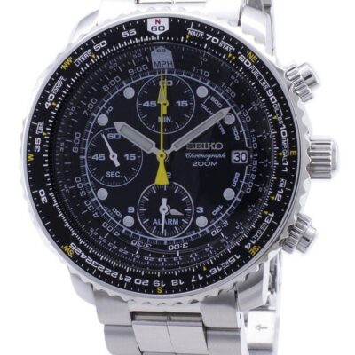 Refurbished Seiko Flightmaster SNA411 SNA411P1 SNA411P Pilot's Flight Alarm Chronograph Men's Watch