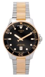 Tissot SeaStar 1000 Two Tone Stainless Steel Black Dial Quartz Diver's T120.410.22.051.01 300M Men's Watch