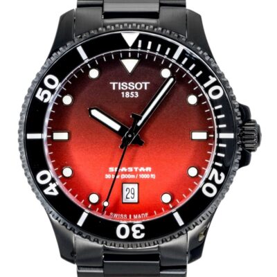 Tissot SeaStar 1000 Stainless Steel Red And Black Dial Quartz T120.410.33.421.00 300M Men's Watch