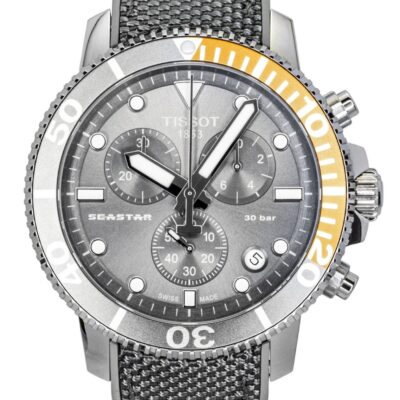 Tissot Seastar 1000 Chronograph Fabric Strap Black Dial Quartz Diver's T120.417.17.081.01 300M Men's Watch