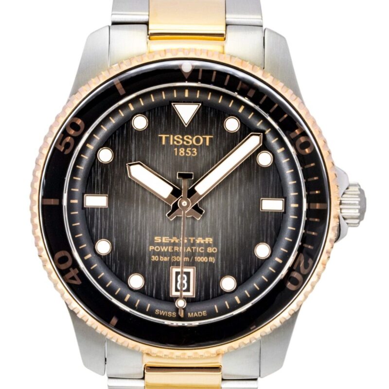 Tissot SeaStar 1000 Two Tone Stainless Steel Black Dial Automatic Diver's T120.807.22.051.01 300M Men's Watch