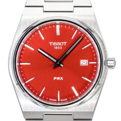 Tissot PRX Stainless Steel Red Dial Quartz T137.410.11.421.00 100M Men's Watch