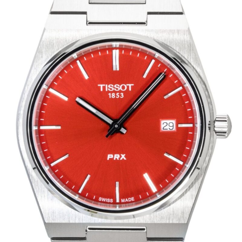 Tissot PRX Stainless Steel Red Dial Quartz T137.410.11.421.00 100M Men's Watch