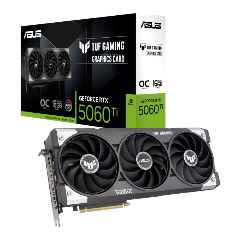 TUF-RTX5060TI-O16G_ASUS-TUF-Gaming-GeForce-RTX-5060-Ti-16GB-GDDR7-OC-Edition-–-Black_wr_01a ASUS TUF Gaming GeForce RTX 5060 Ti 16GB GDDR7 OC Edition Graphics Card