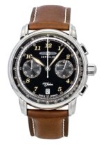 Zeppelin 100 Jahre Chronograph Leather  Strap Black Dial Quartz 76743 Men's Watch