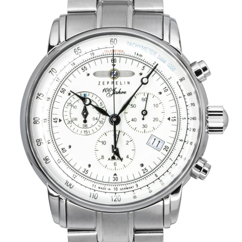 Zeppelin 100 Jahre Chronograph Stainless Steel Beige Dial Quartz 8680MB3 Men's Watch