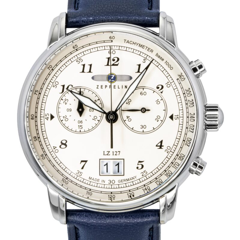 Zeppelin LZ127 Chronograph Vegan Leather Strap Beige Dial Quartz 86841 Men's Watch