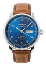 Zeppelin 100 Jahre Mediterranee Leather Strap Blue Dial Automatic 96643 Men's Watch
