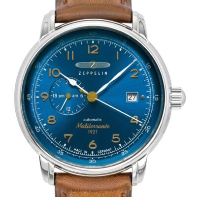Zeppelin Mediterranee Leather Strap Blue Dial Automatic 96683 Men's Watch
