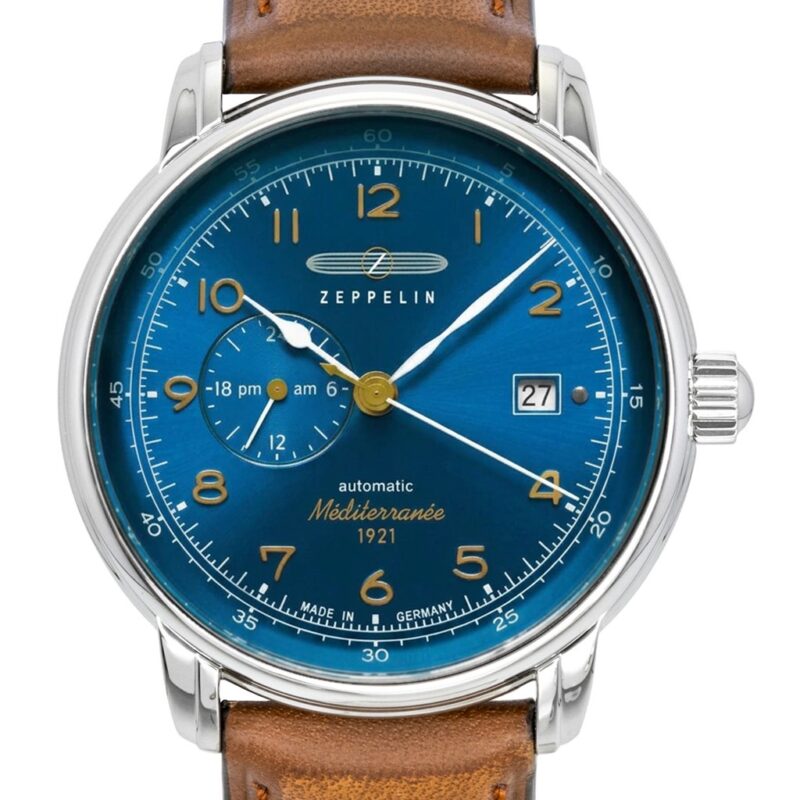 Zeppelin Mediterranee Leather Strap Blue Dial Automatic 96683 Men's Watch