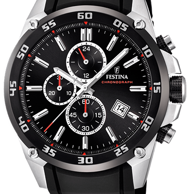 Festina The Originals Chronograph Rubber Strap Black Dial Quartz F20330-5 100M Men's Watch