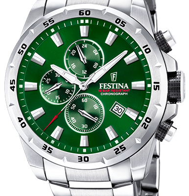 Festina Sports Chorongraph Stainless Steel Green Dial Quartz F20463-3 F204633 100M Men's Watch