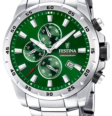 Festina Sports Chorongraph Stainless Steel Green Dial Quartz F20463-3 F204633 100M Men's Watch