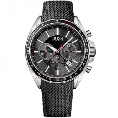 Hugo Boss Watch Men Black Leather Driver Nylon 1513087