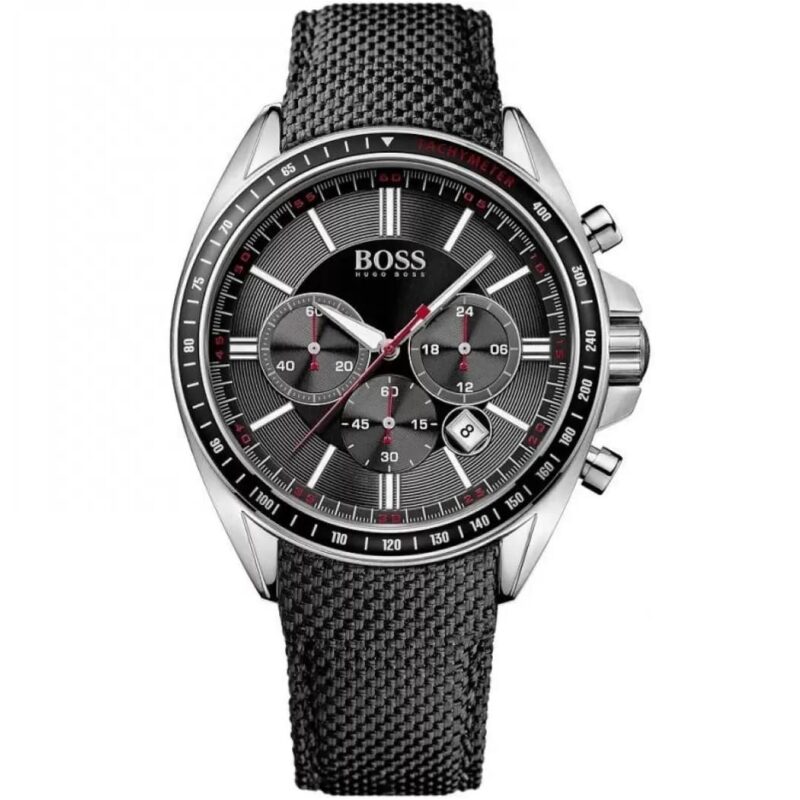 Hugo Boss Watch Men Black Leather Driver Nylon 1513087