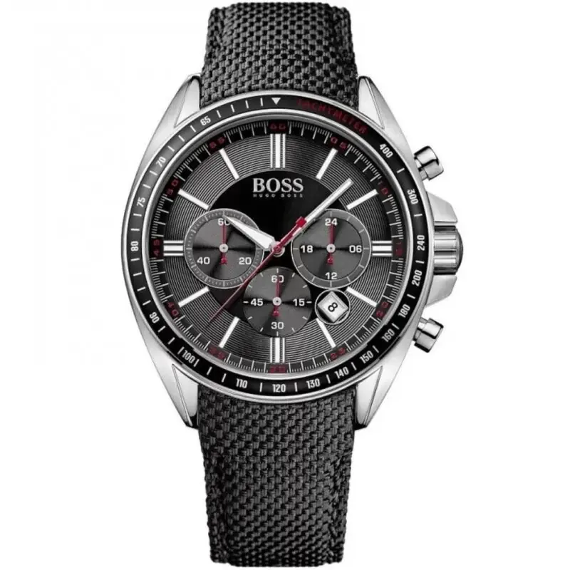 Hugo Boss Watch Men Black Leather Driver Nylon 1513087