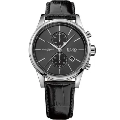 Hugo Boss Watch Men Black Leather Jet Chronograph 1513279