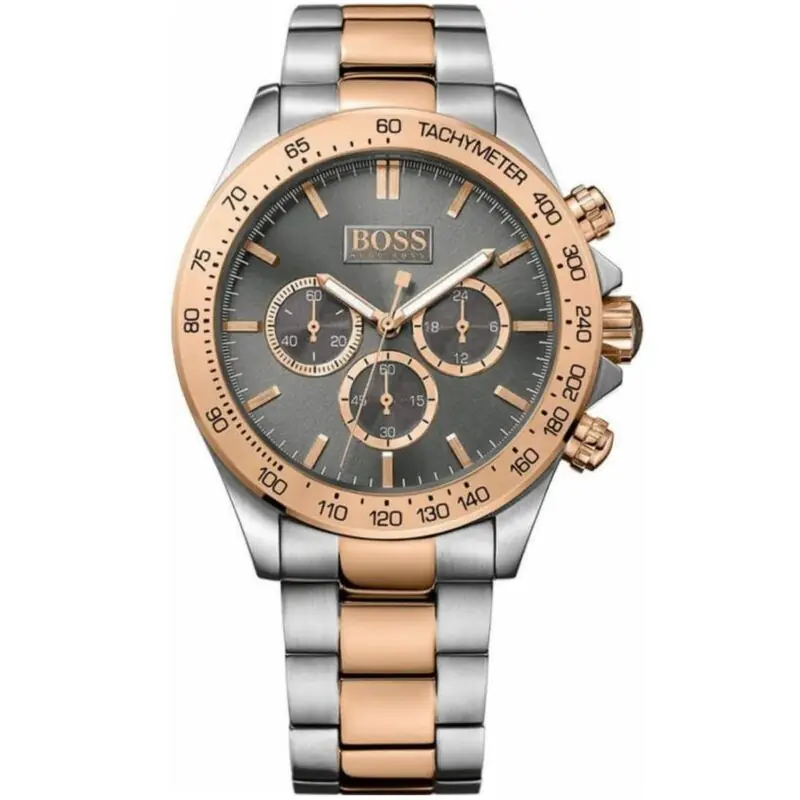 Hugo Boss Watch Men Silver Rose Gold Metal Ikon 1513339