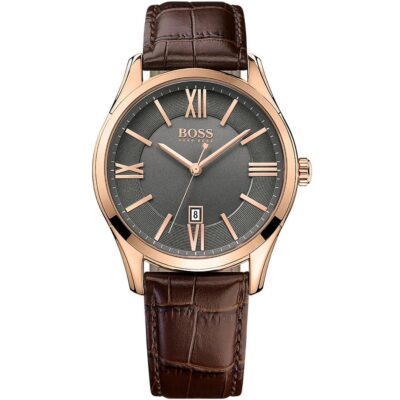 Hugo Boss Watch Men Brown Leather Ambassador 1513387