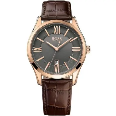 Hugo Boss Watch Men Brown Leather Ambassador 1513387