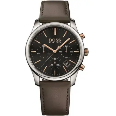 Hugo Boss Watch Men Brown Leather Time One 1513448