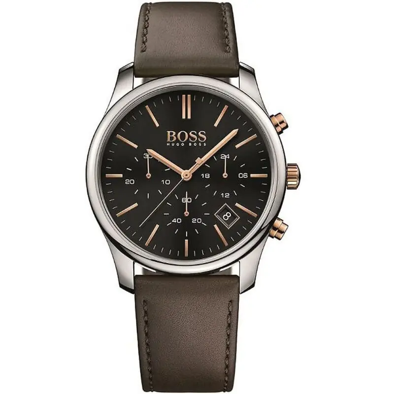 Hugo Boss Watch Men Brown Leather Time One 1513448