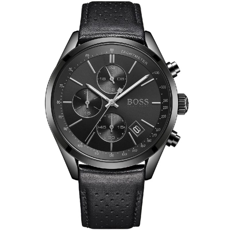 Hugo Boss Watch Men Black Leather Grand Prix 1513474