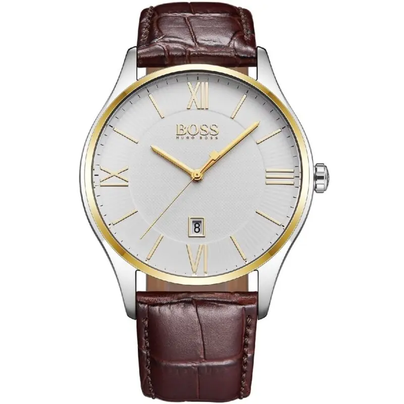 Hugo Boss Watch Men Brown Leather Governor 1513486