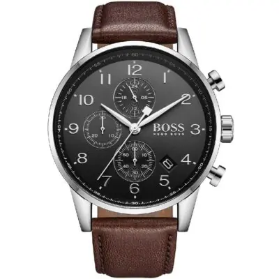 Hugo Boss Watch Men Brown Leather Navigator 1513494