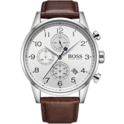 Hugo Boss Watch Men Brown Leather Navigator 1513495