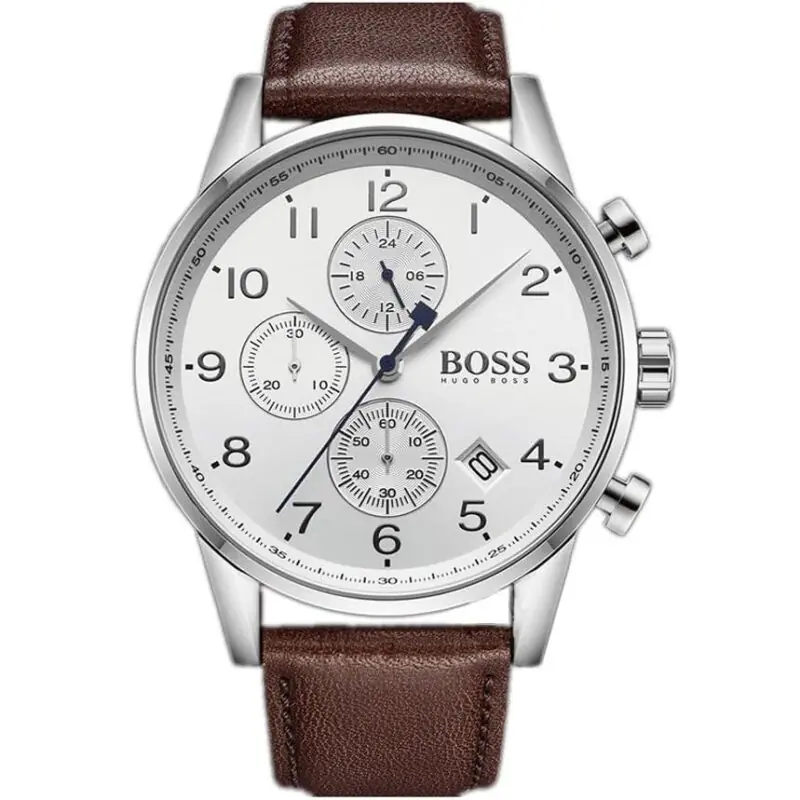 Hugo Boss Watch Men Brown Leather Navigator 1513495
