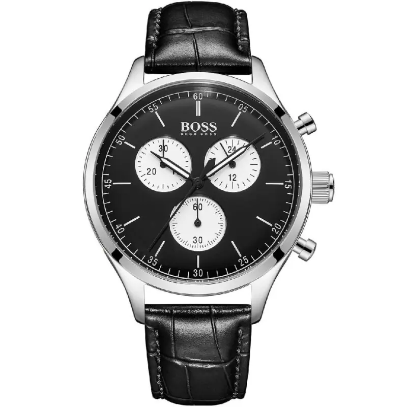 Hugo Boss Watch Men Black Leather Companion 1513543